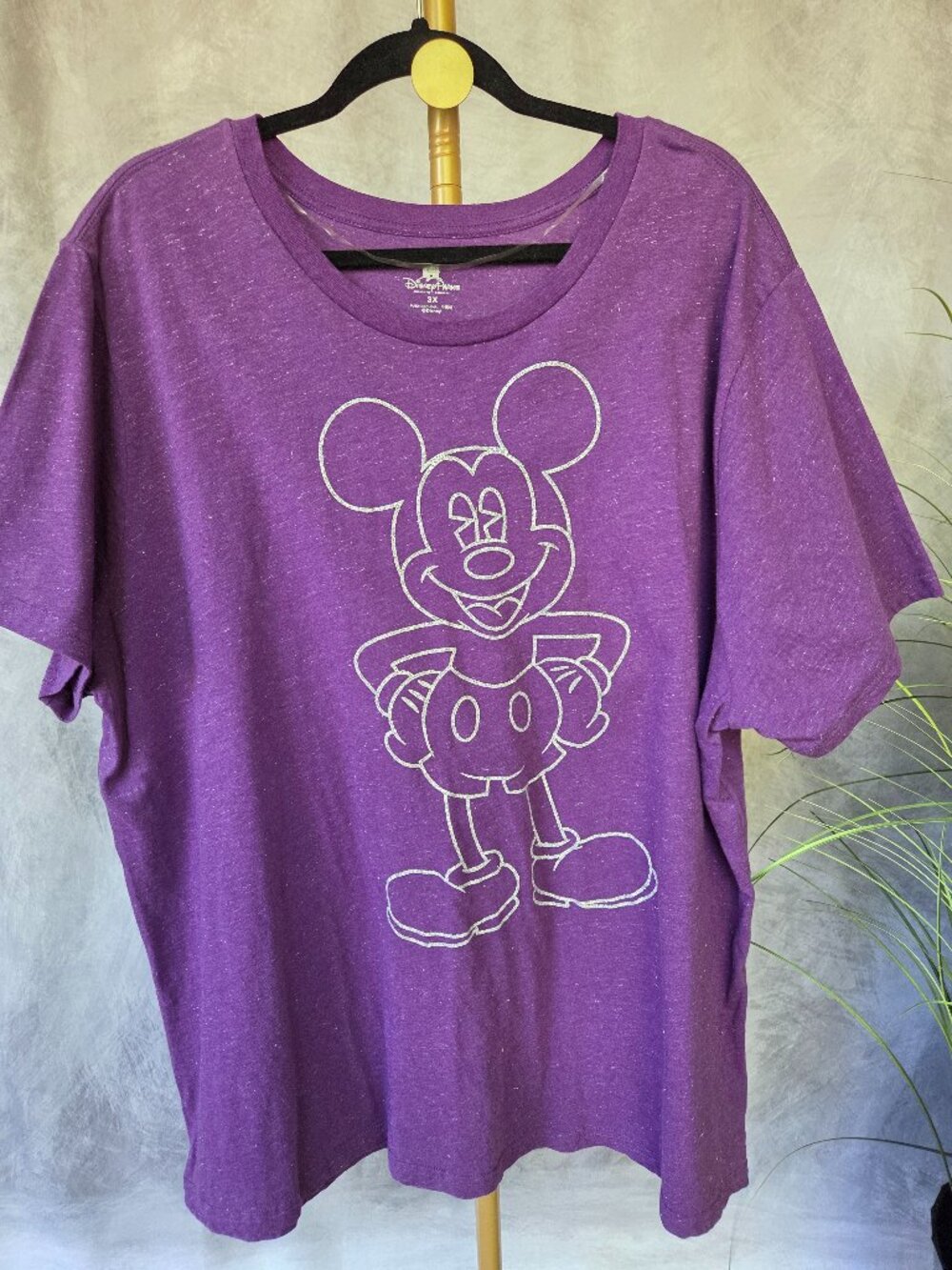 Vintage Disney Parks Women's Purple Top W/ Silver Mickey Design Size 3X NWOT